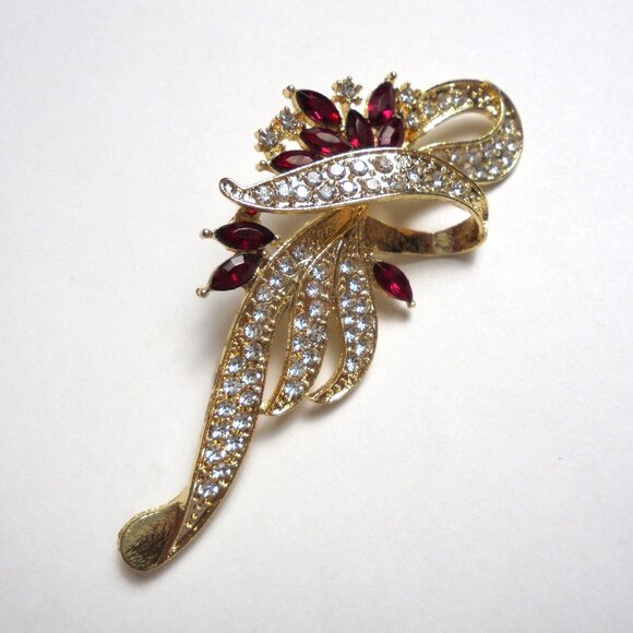 Brooch golden tone rhinestones brooch accessories jewelry gifts - Picture 1 of 7
